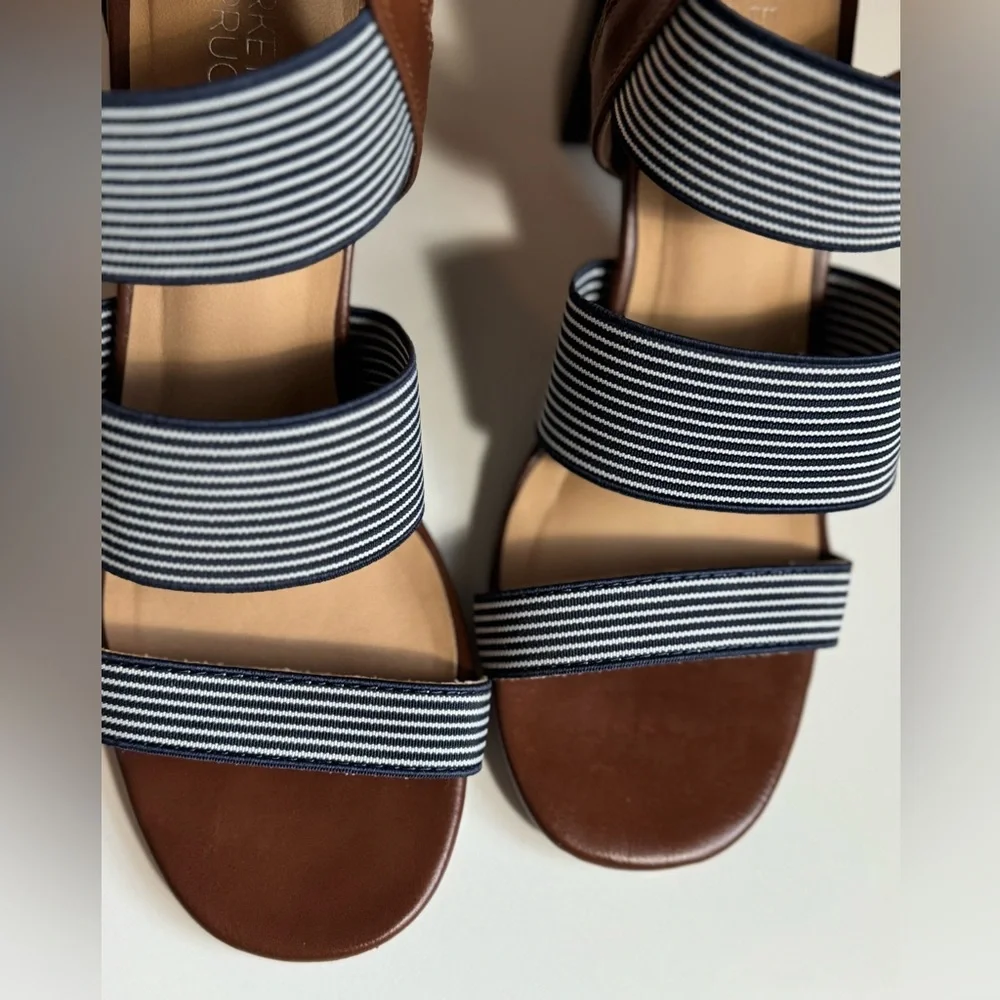Market & Spruce Navy and Brown Striped Sandals - Picture 7 of 8